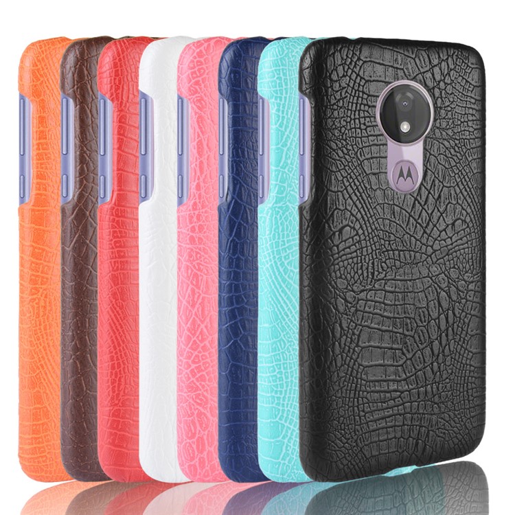 Krokodilbeschaffenheit PU-Leder Beschichtete PC-Telefonabdeckung Für Motorola G7 (US-Version) - Braun-5