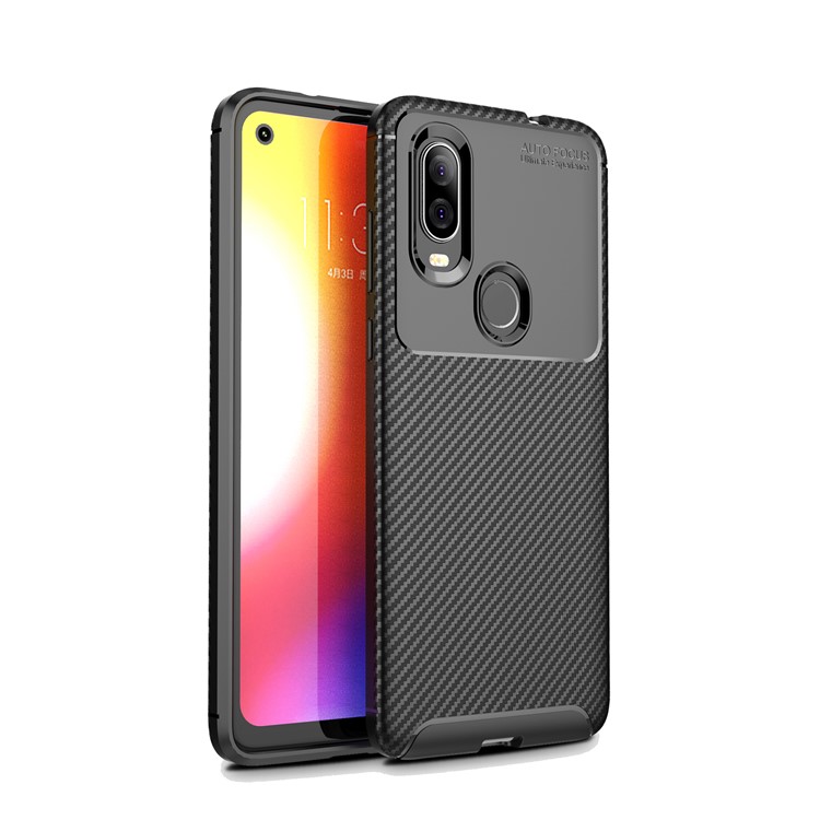 Drop Resistant Carbon Fiber TPU Case for Motorola One Vision / P50 - Black