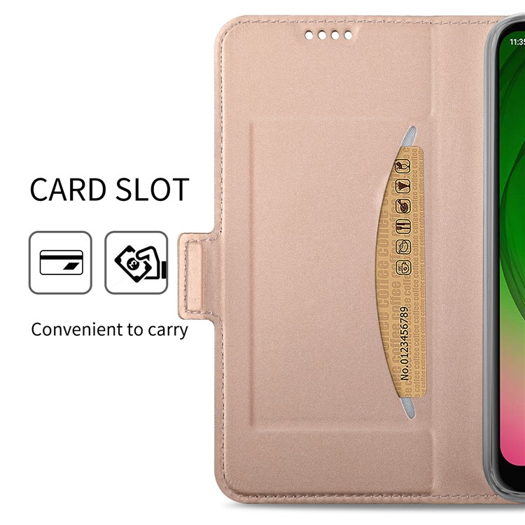 Business Style Leather Phone Case with Card Slot for Motorola Moto G7 Play (EU Version) - Rose Gold-6