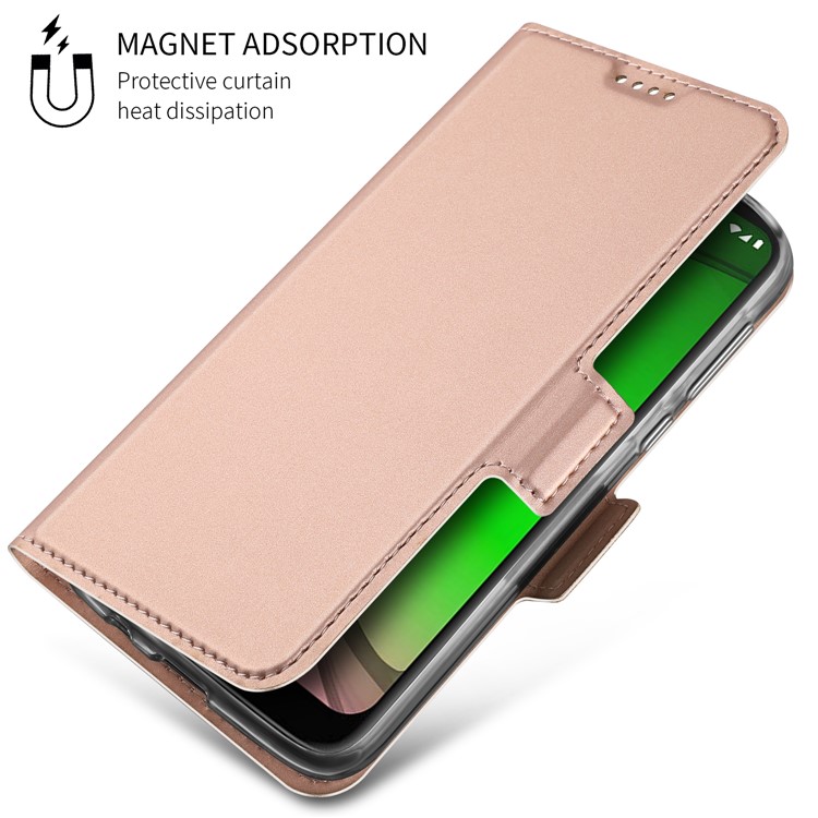 Business Style Leather Phone Case with Card Slot for Motorola Moto G7 Play (EU Version) - Rose Gold-7