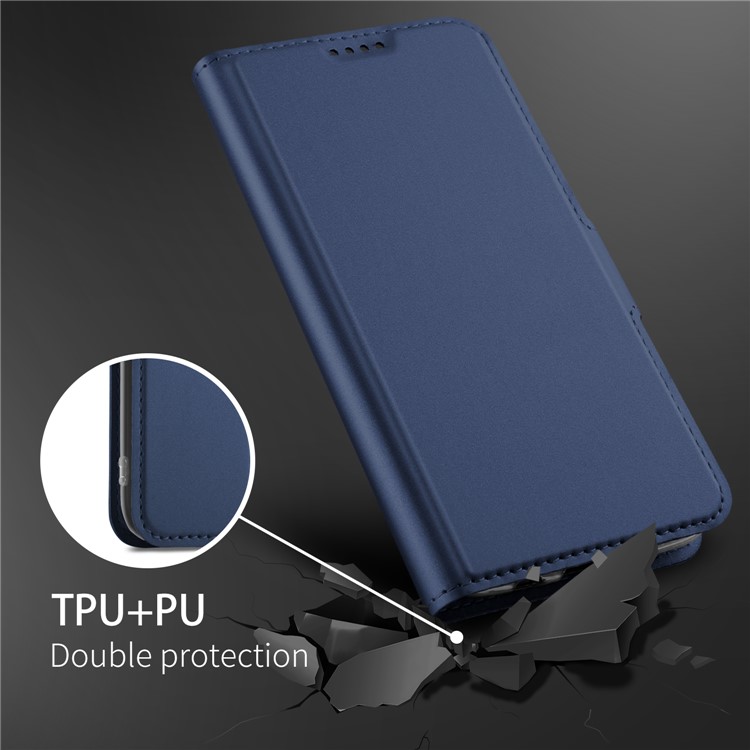 Business Style Leather Phone Case with Card Slot for Motorola Moto G7 Play (EU Version) - Dark Blue-5