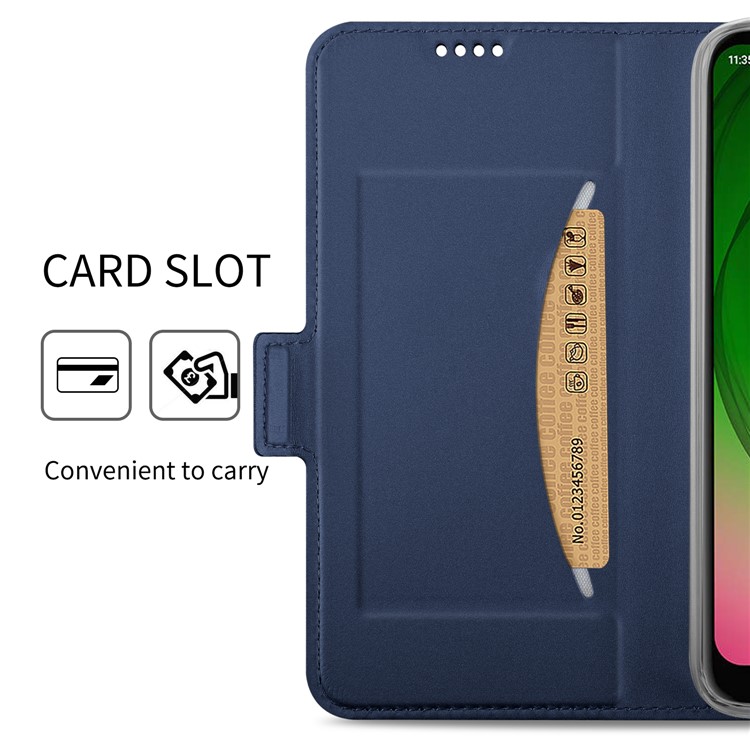 Business Style Leather Phone Case with Card Slot for Motorola Moto G7 Play (EU Version) - Dark Blue-6