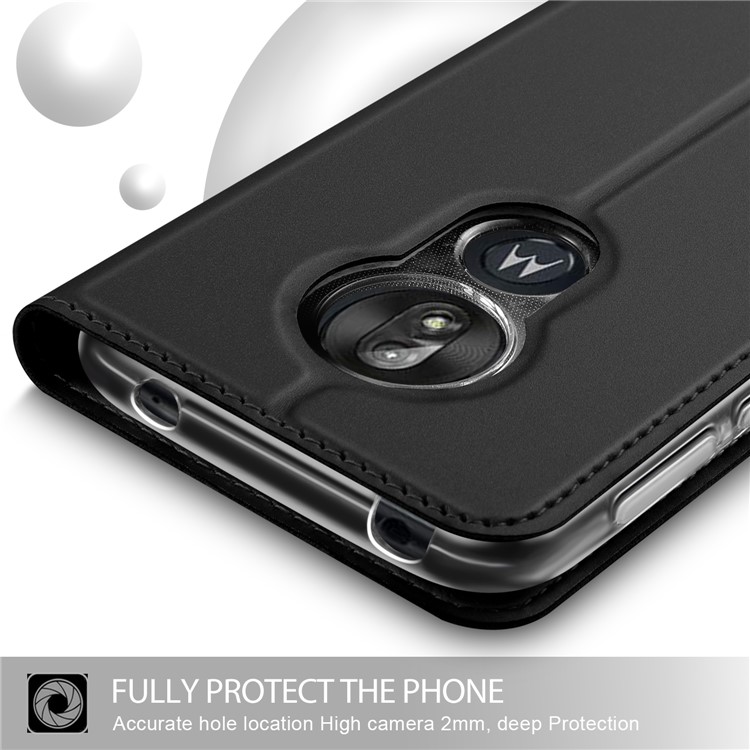 Business Style Card Holder Leather Mobile Casing for Motorola Moto G7 Power (EU Version) - Black-4