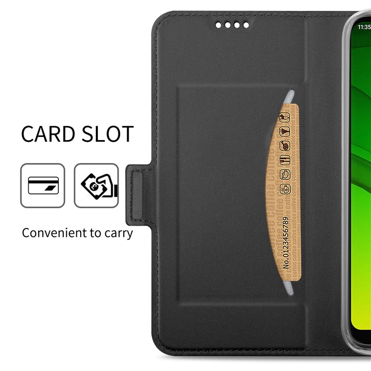 Business Style Card Holder Leather Mobile Casing for Motorola Moto G7 Power (EU Version) - Black-6