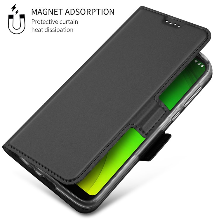 Business Style Card Holder Leather Mobile Casing for Motorola Moto G7 Power (EU Version) - Black-7
