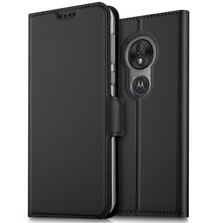 Business Style Card Holder Leather Mobile Casing for Motorola Moto G7 Power (EU Version) - Black-8