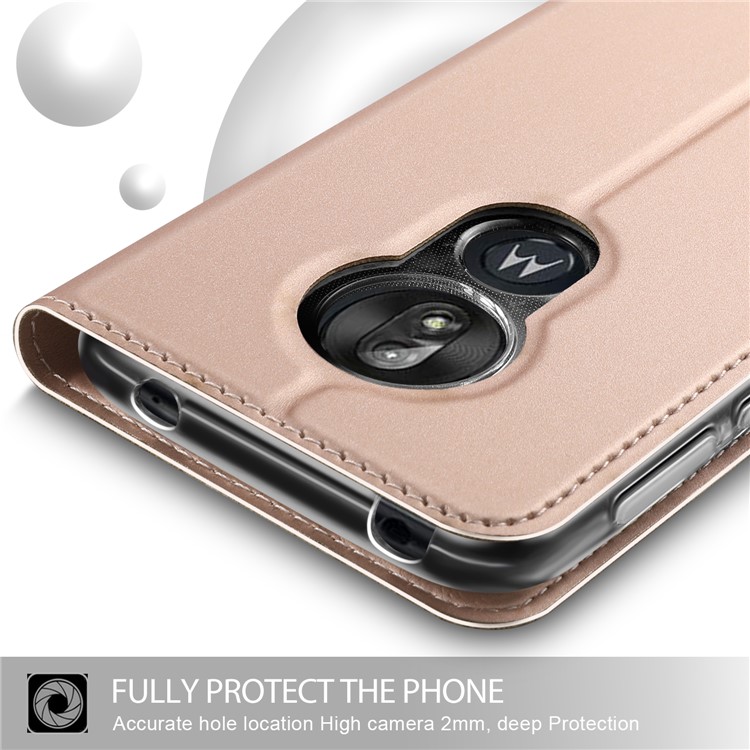 Business Style Card Holder Leather Mobile Casing for Motorola Moto G7 Power (EU Version) - Rose Gold-4