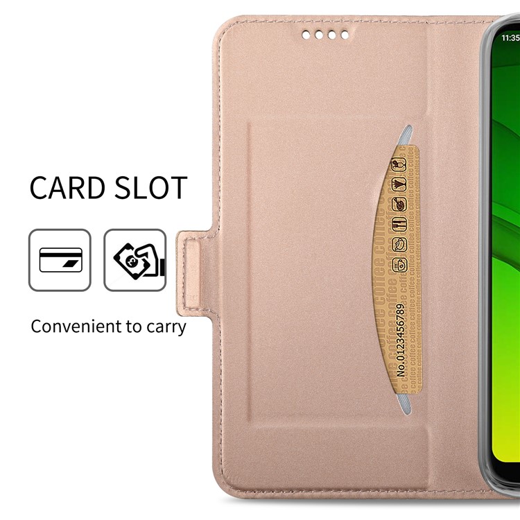 Business Style Card Holder Leather Mobile Casing for Motorola Moto G7 Power (EU Version) - Rose Gold-6