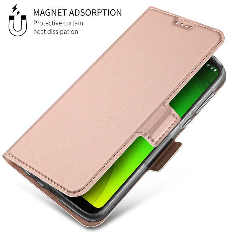 Business Style Card Holder Leather Mobile Casing for Motorola Moto G7 Power (EU Version) - Rose Gold-7