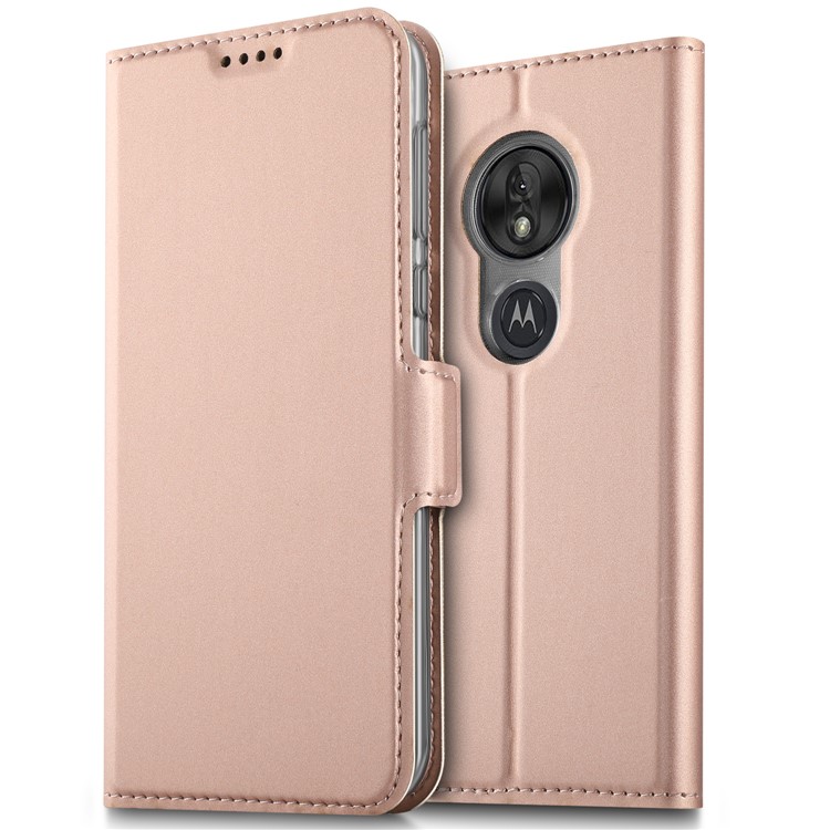 Business Style Card Holder Leather Mobile Casing for Motorola Moto G7 Power (EU Version) - Rose Gold-8