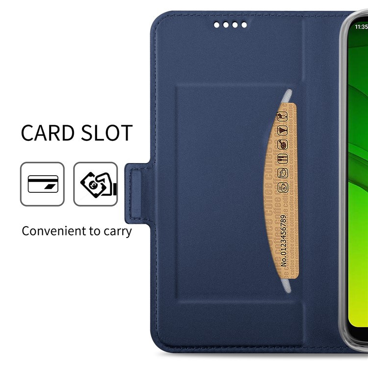 Business Style Card Holder Leather Mobile Casing for Motorola Moto G7 Power (EU Version) - Dark Blue-6