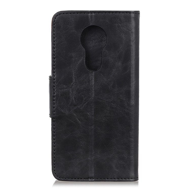 Crazy Horse Split Leather Phone Cover with Stand for Motorola Moto G7 Power - Black-3