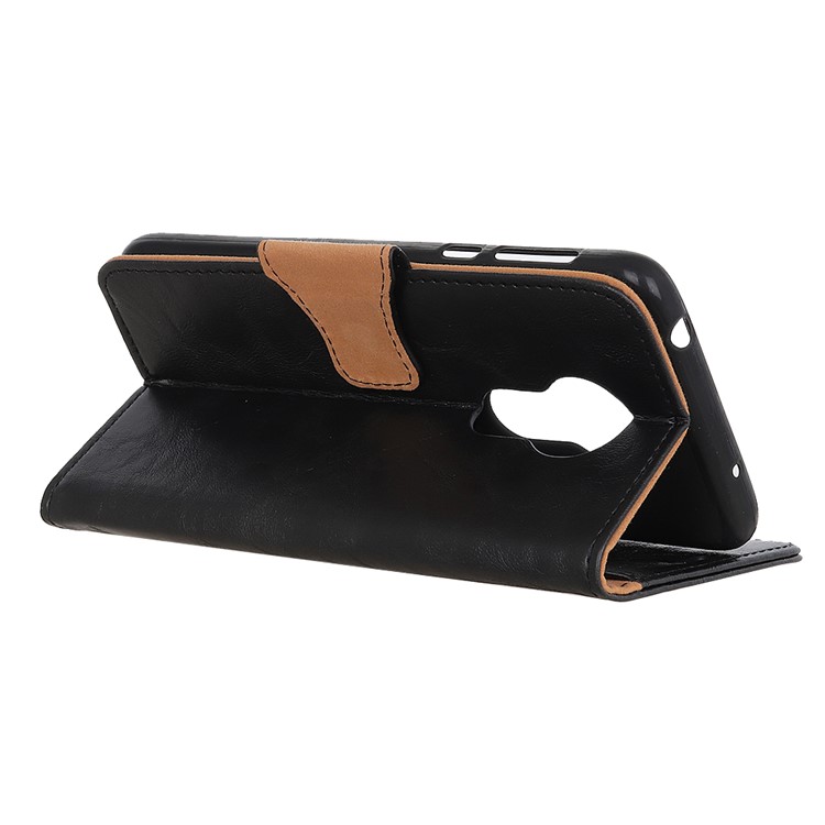Crazy Horse Split Leather Phone Cover with Stand for Motorola Moto G7 Power - Black-5