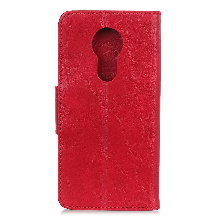 Crazy Horse Split Leather Phone Cover with Stand for Motorola Moto G7 Power - Red-3