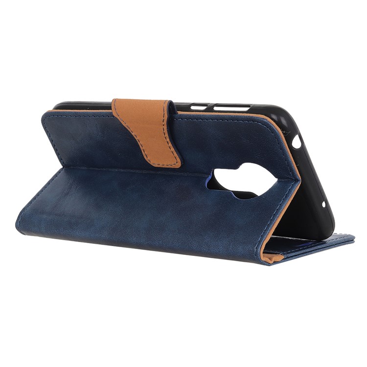 Crazy Horse Split Leather Phone Cover with Stand for Motorola Moto G7 Power - Blue-5