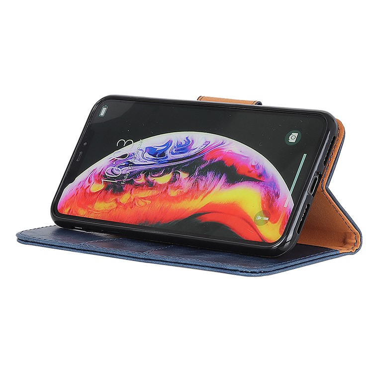 Crazy Horse Split Leather Phone Cover with Stand for Motorola Moto G7 Power - Blue-6