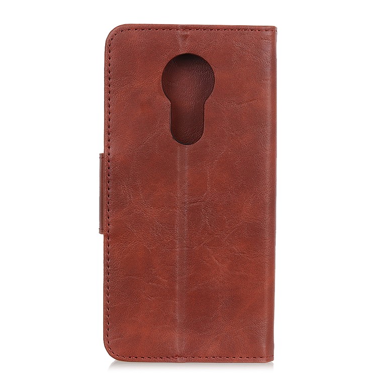 Crazy Horse Split Leather Phone Cover with Stand for Motorola Moto G7 Power - Brown-3