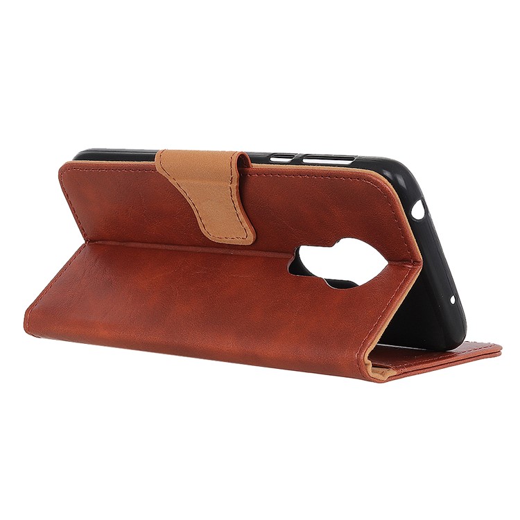 Crazy Horse Split Leather Phone Cover with Stand for Motorola Moto G7 Power - Brown-5