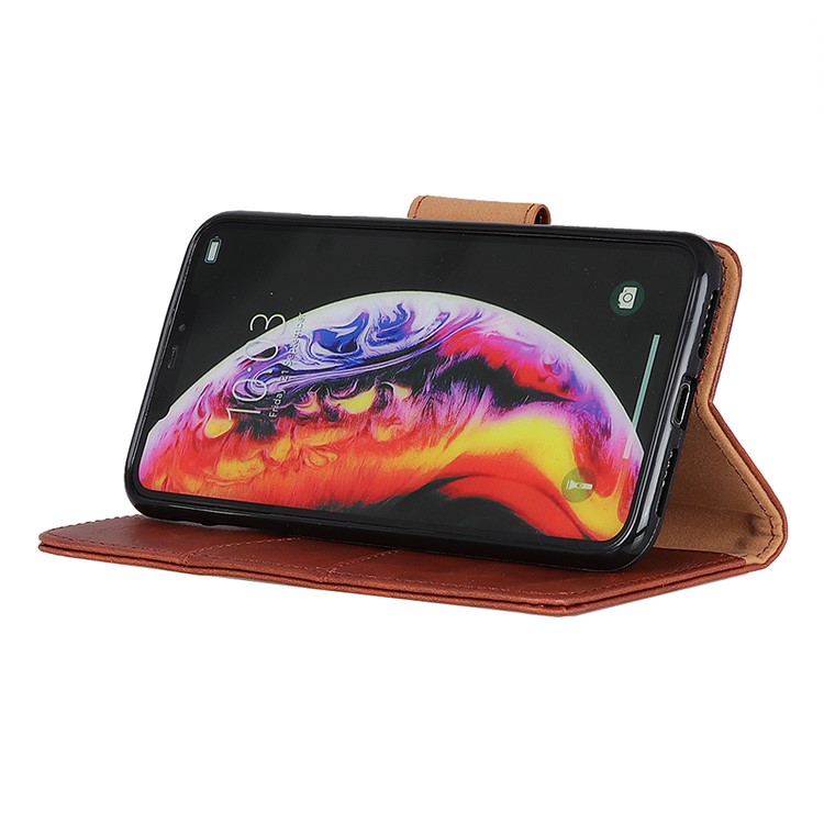 Crazy Horse Split Leather Phone Cover with Stand for Motorola Moto G7 Power - Brown-6