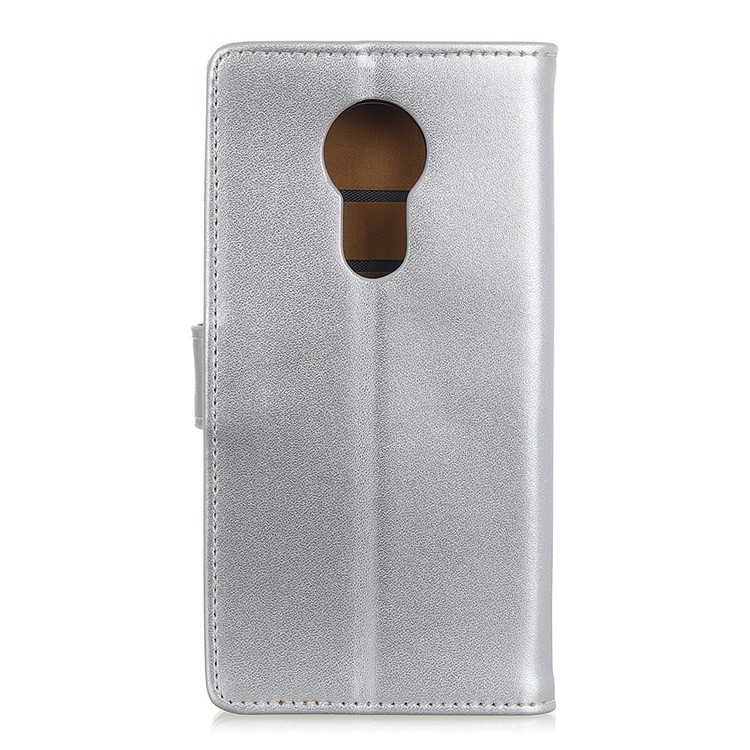 Wallet Stand Flip Magnetic PU Leather Phone Cover for Motorola Moto G7 Power - Silver-3