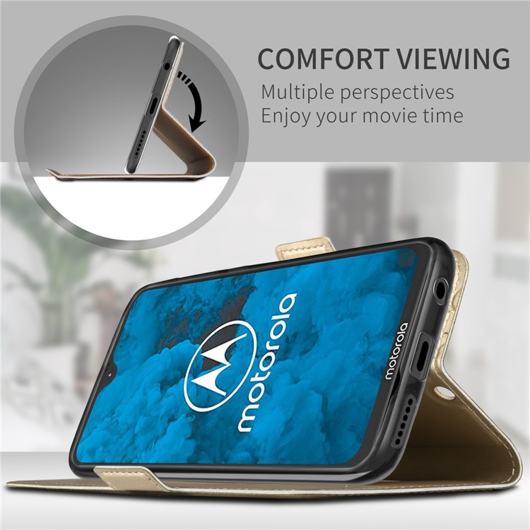 Business Style Card Holder Leather Stand Cover for Motorola Moto G7/G7 Plus - Gold-3