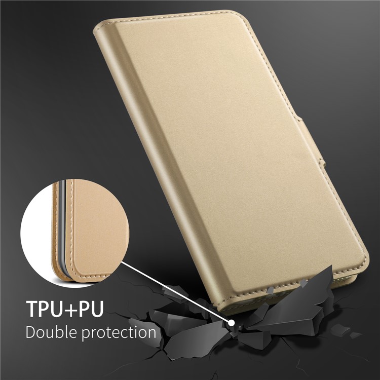 Business Style Card Holder Leather Stand Cover for Motorola Moto G7/G7 Plus - Gold-5