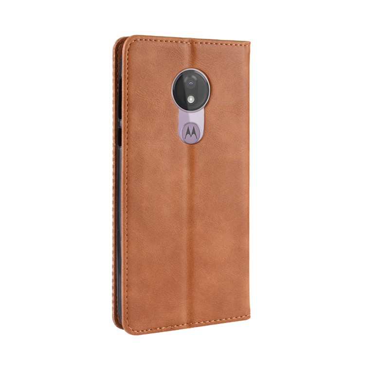 Auto-absorbed Vintage Leather Wallet Stand Cover for Motorola Moto G7 Power (US Version) - Brown-11