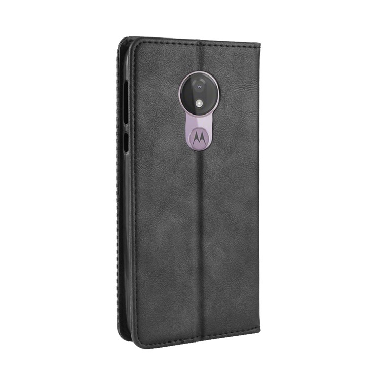 Auto-absorbed Vintage Leather Wallet Stand Cover for Motorola Moto G7 Power (US Version) - Black-8