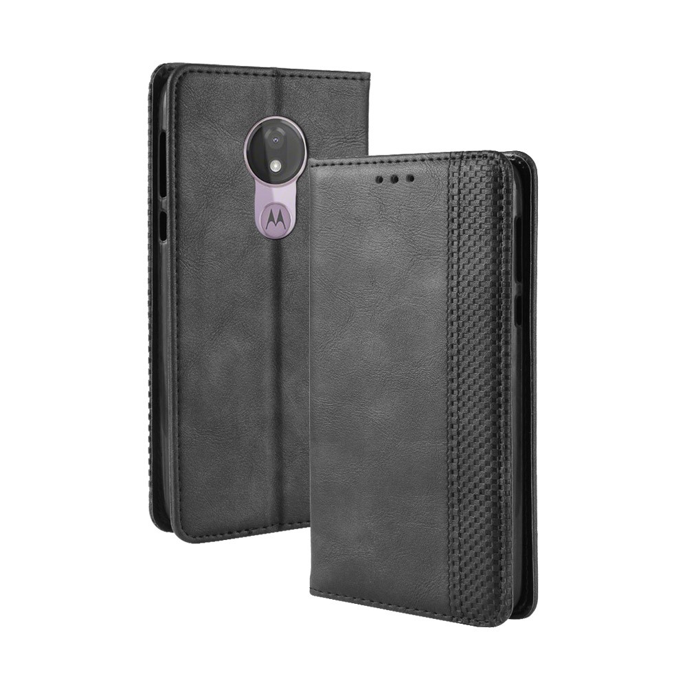 Auto-absorbed Vintage Leather Case Wallet Mobile Shell for Motorola Moto G7 Power (EU Version) - Black-2