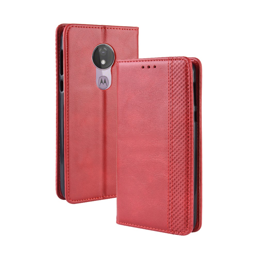 Auto-absorbed Vintage Leather Case Wallet Mobile Shell for Motorola Moto G7 Power (EU Version) - Red-2