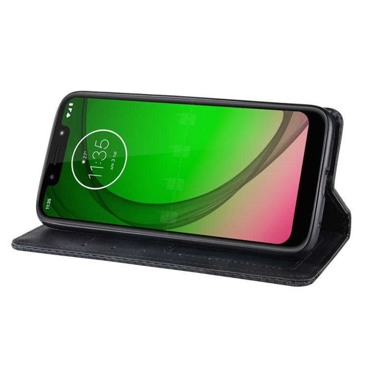 Vintage Style PU Leather Wallet Phone Case for Motorola Moto G7 Play (US Version) - Black-7