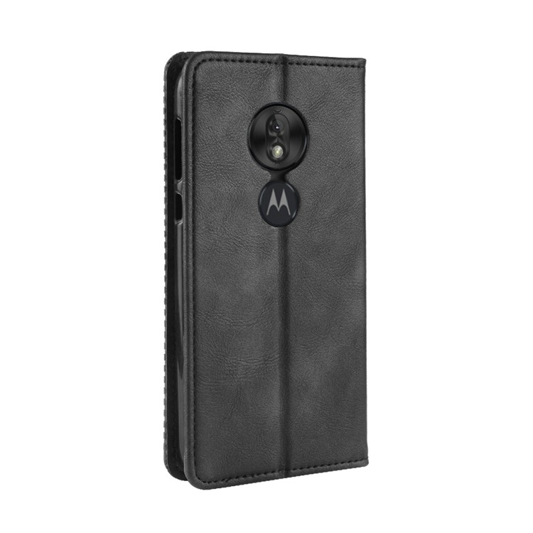 Vintage Style PU Leather Wallet Phone Case for Motorola Moto G7 Play (US Version) - Black-8
