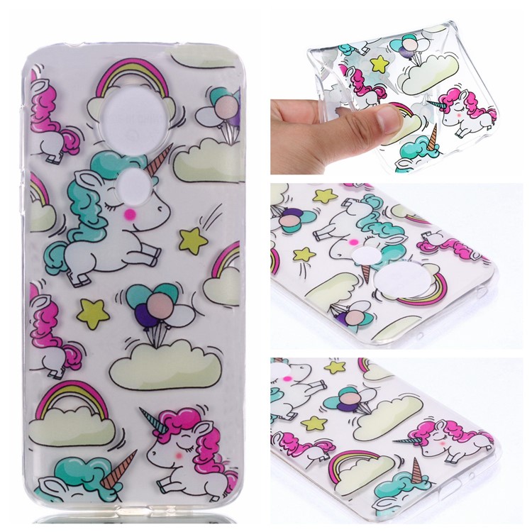 Pattern Printing Soft TPU Mobile Phone Shell for Motorola Moto G7 Power (US Version) - Unicorn-1