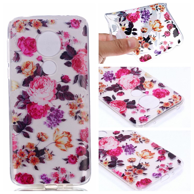 Pattern Printing Soft TPU Mobile Phone Shell for Motorola Moto G7 Power (US Version) - Blooming Flower-1