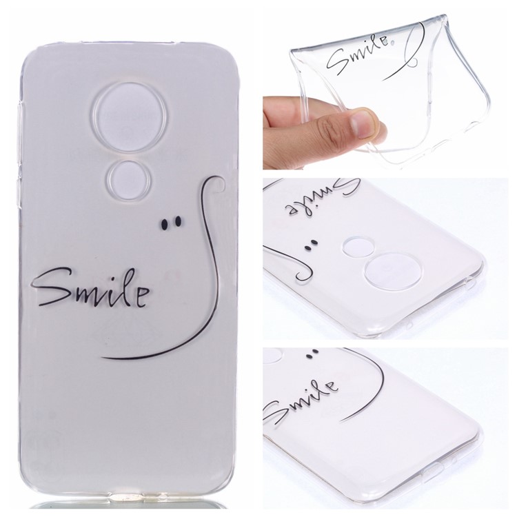 Pattern Printing Soft TPU Mobile Phone Shell for Motorola Moto G7 Power (US Version) - Smile-1