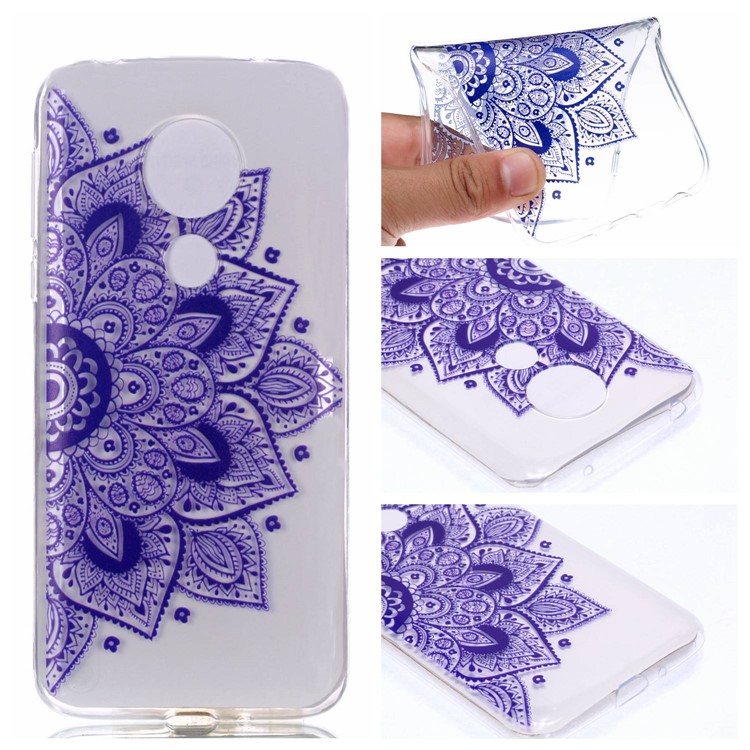 Pattern Printing Soft TPU Mobile Phone Shell for Motorola Moto G7 Power (US Version) - Half Mandala-1