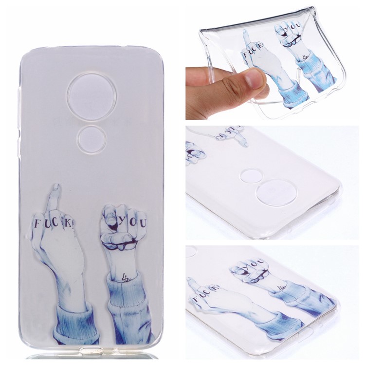 Pattern Printing Soft TPU Mobile Phone Shell for Motorola Moto G7 Power (US Version) - Fuck You Gesture-1