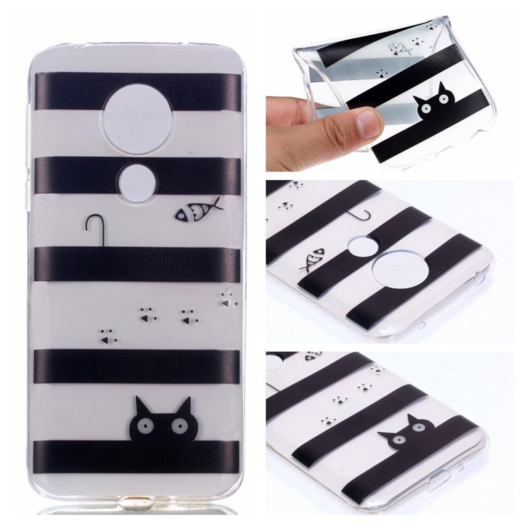 Pattern Printing Soft TPU Mobile Phone Shell for Motorola Moto G7 Power (US Version) - Fish and Cat-1