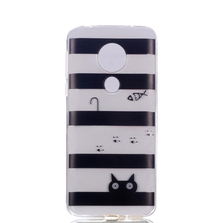 Pattern Printing Soft TPU Mobile Phone Shell for Motorola Moto G7 Power (US Version) - Fish and Cat-3