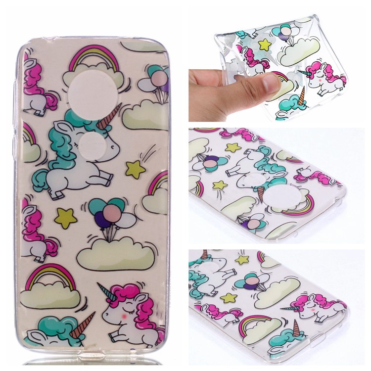 Pattern Printing TPU Case for Motorola Moto G7 Play - Cloud and Unicorn-1