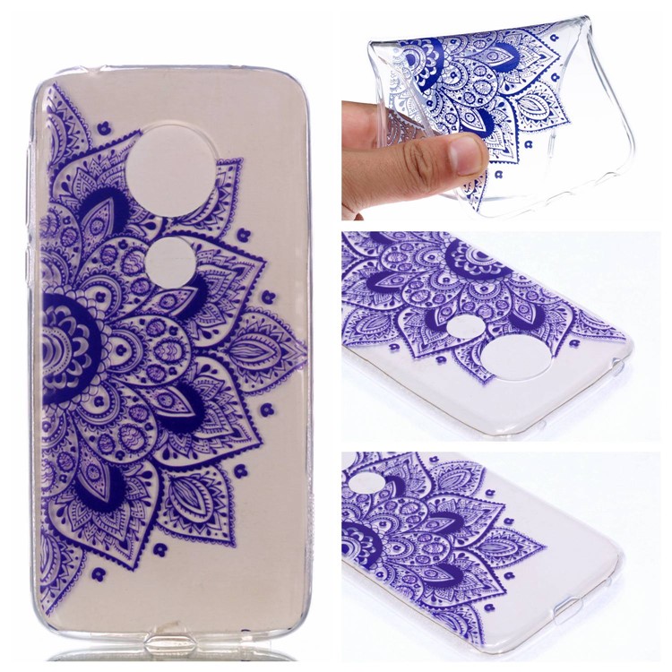 Pattern Printing TPU Case for Motorola Moto G7 Play (US Version) - Purple Flowers-1