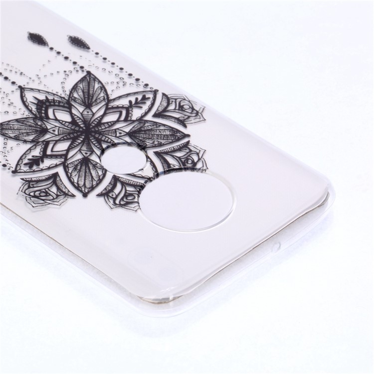 Pattern Printing Soft TPU Protector Cover for Motorola Moto G7/G7 Plus - Black Flower-2