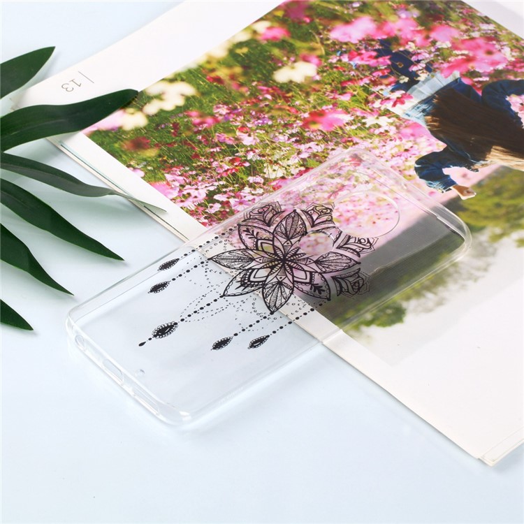 Pattern Printing Soft TPU Protector Cover for Motorola Moto G7/G7 Plus - Black Flower-4