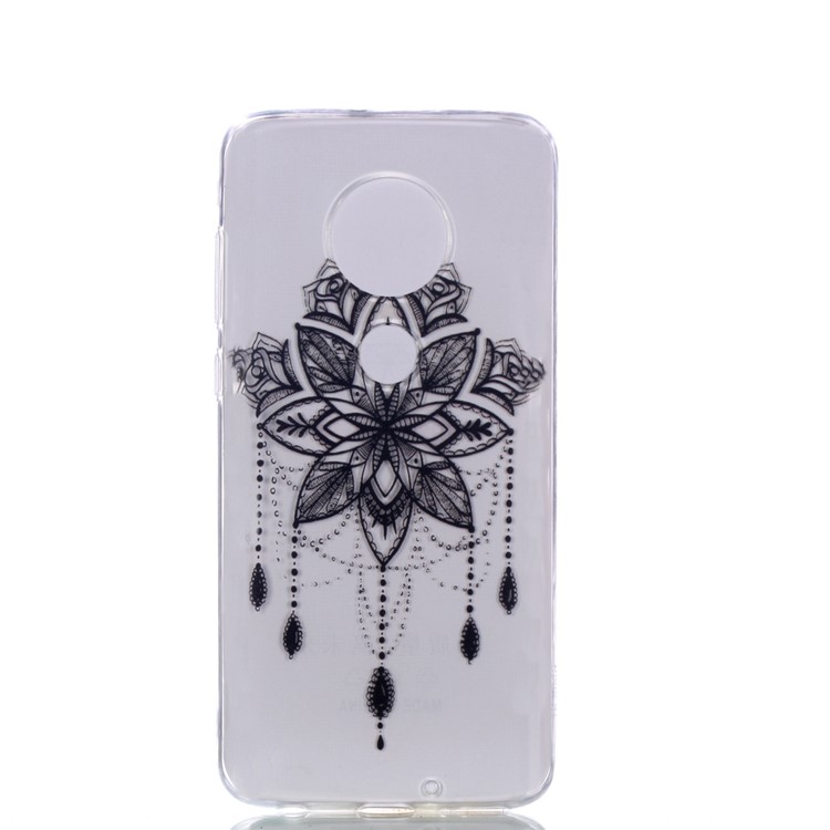 Pattern Printing Soft TPU Protector Cover for Motorola Moto G7/G7 Plus - Black Flower-5