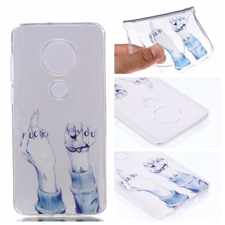 Pattern Printing Soft TPU Protector Cover for Motorola Moto G7/G7 Plus - Fuck You Gesture-1