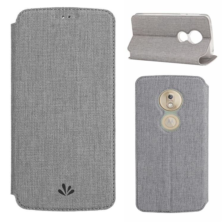VILI DMX Cross Texture Card Holder Leather Stand Cover for Motorola Moto G7 Play (EU Version) - Grey-1