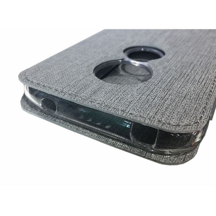 VILI DMX Cross Texture Card Holder Leather Stand Cover for Motorola Moto G7 Play (EU Version) - Grey-12