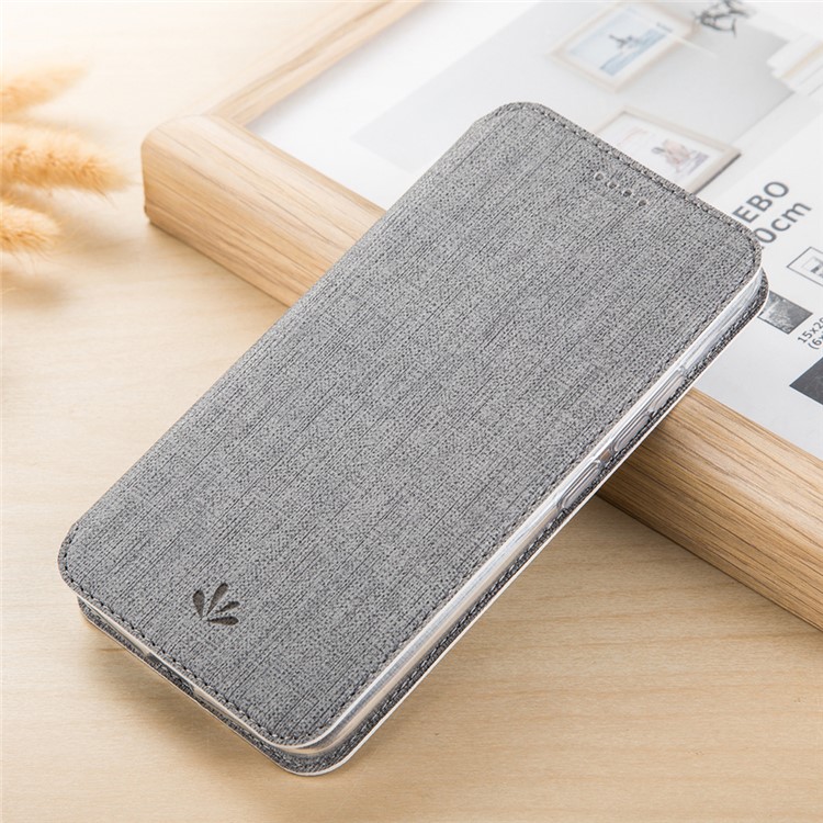 VILI DMX Cross Texture Card Holder Leather Stand Cover for Motorola Moto G7 Play (EU Version) - Grey-13