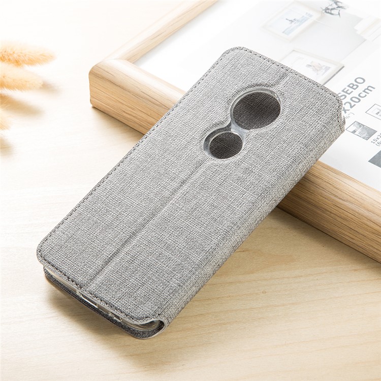 VILI DMX Cross Texture Card Holder Leather Stand Cover for Motorola Moto G7 Play (EU Version) - Grey-16
