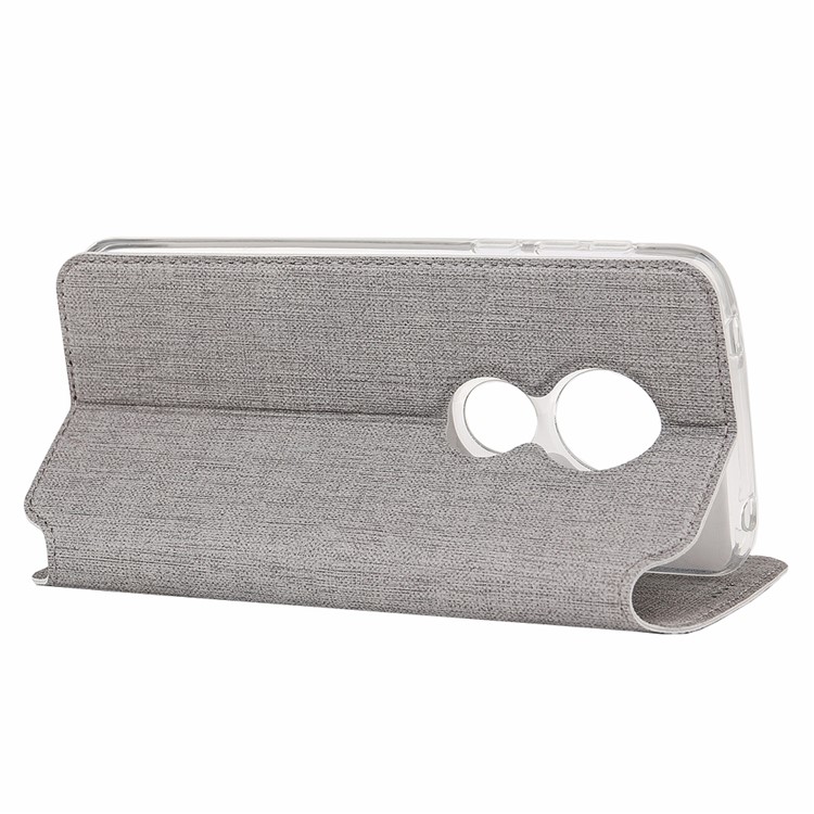 VILI DMX Cross Texture Card Holder Leather Stand Cover for Motorola Moto G7 Play (EU Version) - Grey-4